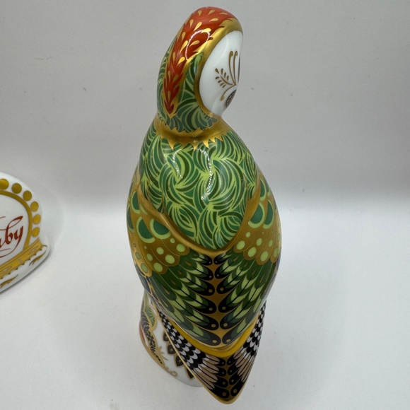 Royal Crown Derby Green Woodpecker Fine Bone China Paperweight. Gold Stopper. - Picture 5 of 11